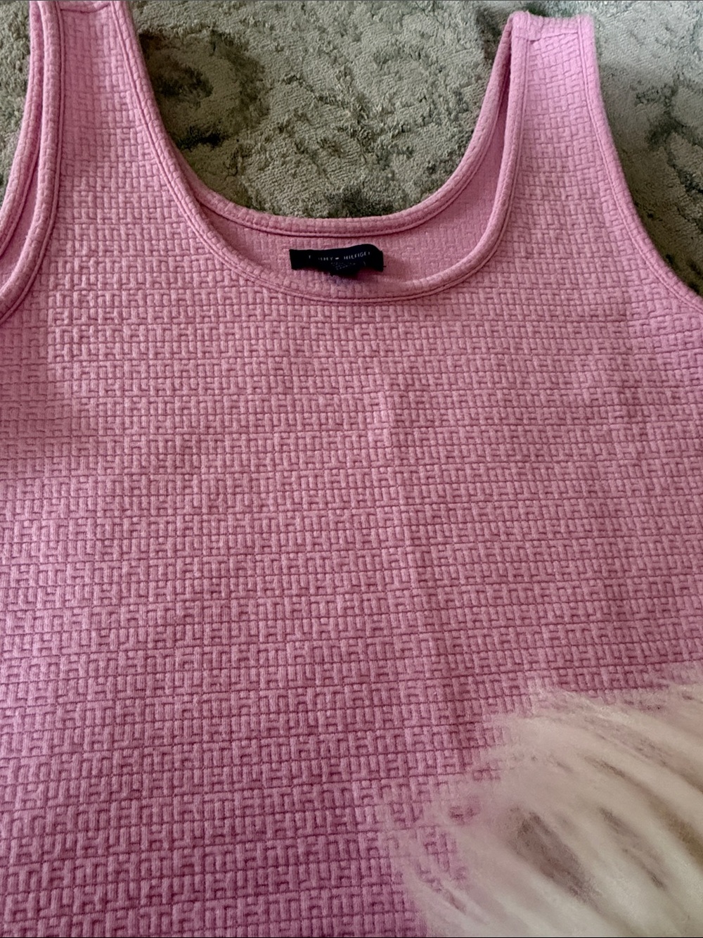 Tommy Hilfiger Pink Textured Scoop Neck Tank so soft my dog wouldn’t get off